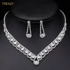 Silver Color Rhinestone Crystal Bridal Jewelry Sets for Women Necklace Earrings Bracelet Set Wedding Jewelry Accessories8379788