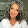 Loose curly Salt pepper wig human hair 34 grey women hair wig machine made non lace wig real hair soft comfortable4156524