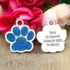 Whole 60pcslot Glitter Paw Pet ID Tags Stainless Steel Personalized Puppy Cat ID Tag For Small Dogs and Cats Engraved3753336