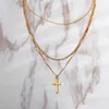 S862 Europa Fashion Jewelry Women's Cross Halsband Cross Pendant Multi-Layer Chains Ladies Sweater Necklace