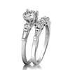 Kvinnor Lucky Lycka Engagemang Smycken Ringar Stor Glisten Zircon Ring 2st / Set till salu