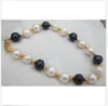 8-9MM natural south sea white black pearl bracelet 7.5-8" 14k yellw gold clasp @