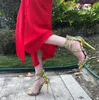 Gorąca sprzedaż-Kobiety Python Sandały Platforma Szpilki Krzyż Strappy Stilettos Back Buty Zip Sukienka Sandlias Duży rozmiar 42