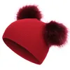 7 Styles Enfants Chapeaux Enfant En Bas Âge Enfants Chaud Hiver Laine Chapeau Bonnet En Tricot Double Fourrure PomPom Cap Bébé Garçons Filles Casquettes 1-4Y M925