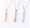 Stainless Steel Bar Pendant Necklace New Fashion Gold Rose Gold Silver Solid Blank Bar Charm Pendant For Buyer Own Engraving Jewelry