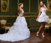 Sexy Bridal Gowns With Detachable Two Pieces Beautiful Sweetheart Lace Flower Garden A-line Ruffles Organza Cheap Wedding Dresses HY4005