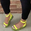 2020 Rosa Platform Skor Kvinna Sandaler Öppna Toe Sandaler Färgglada Snake Ladies Summer Shoes Ankel Buckle Woman Size Plus