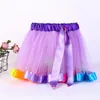 Girls Tutu Skirts Princess Ballet Skirt Kids Designer Clothes Baby Rainbow Mini Skirts Stage Dance Wear Pettiskirts Belt Dance Skirt D7155