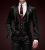 One Button 3 Piece Embroider Groomsmen Peak Lapel Groom Tuxedos Men Suits Wedding/Prom/Dinner Best Man Blazer(Jacket+Pants+Tie+Vest) m130