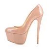 Rontic Hot Women Platformy Błyszczące Pompy Stiletto Szpilki Pompy Stylowe Round Toe Black Nude Party Shoes Women US Rozmiar 4-10.5