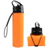 Bouteilles d'eau pliables de 600 ml de création Sports de plein air portables pliables pliales pliales de qualité de silicone eau gobelets avec paille 0769