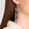 Vintage Ethnic Rainbow Feather Dangle Chandelier Earrings for Women Gold Long Chain Feather Tassel Earring Wedding Jewelry Accessories-Y