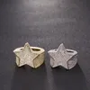 Män Mode Koppar Guld Silver Iced Out Star Ring Högkvalitativ CZ Stone Star Shape Ring Smycken
