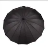 日本の武士刀の傘の日当たりの良い雨の長いハンドルの傘半自動16リブ黒傘