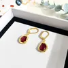 Orecchini in oro con pietre preziose di colore nuovo di marca di lusso dello stilista di moda per il commercio all'ingrosso di gioielli con orecchini di fascino da donna