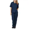 Mannen Dames Korte Mouw V-hals Tops + Broek Nursing Werken Uniform Set Pak Algemene kleding # LR2
