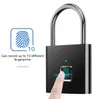 50pcs Fingerprint Padlock Quick Unlock Smart Fingerprint finger mark Lock USB Rechargeable Security Metal Luggage lock for home