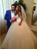 Fit and Flare Ball Gown Wedding Dresses Beaded Crystals Embellished Top Sweetheart Spaghetti Straps Floor Length Bridal Gowns