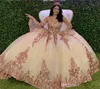 Robe de bal Quinceanera robes avec manches longues détachables chérie dentelle appliquée perles soirée douce 16 robe de bal 2360