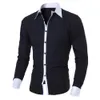 Camisas casuales de marca, camisas de vestir para hombres de negocios, camisas de manga larga con cuello vuelto de algodón con estilo, camisas sociales para hombres de alta calidad 284K