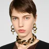 Punk Women Choker Statement Necklace Retro Gold Chain Leopard Neck Choker with Acrylic Z Simple Style for Party Daily Wear