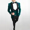 Популярные One Button Groomsmen Пик нагрудные Groom Tuxedos Мужские костюмы Свадебные / Prom Best Man Blazer (куртка + брюки + жилет + Tie) 689