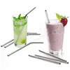 Stainless Steel Straws Reusable Straight Bent 8.5"/10.5" Metal Drinking Straw Cleaner Brush Party Bar Accessory MMA1886