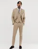 Smoking da sposo beige slim fit bavero bavero groomsman da sposa abito da 3 pezzi moda uomo d'affari giacca da ballo blazer (giacca + pantaloni + cravatta + gilet) 2473