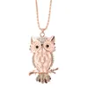 Opal Owl Sweter Naszyjniki modowe modne kobiety oświadczenie urok wzór zwierząt w zawieszek naszyjnik Lady Girl Jewelry Akcesoria 1155617