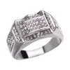 Hiphip Full Diamond Ringar för Mens Toppkvalitet Fashaion Hip Hop Tillbehör Cryptal Gems 925 Silver Gold Ring Partihandel