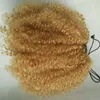 16 inch Paardenstaart Clip in Hair Extensions Trekkoord Afro Kinky Krullend Menselijk Haar Paardenstaart Haarstuk Aardbei Blonde 27