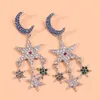 Intero fashion designer di lusso esagerato diamante strass carino bella luna stella lunga nappa penzolare orecchini lampadario per6495156