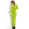 17 Farben Langarm Skinny Maxikleid Damen Kunstleder Rücken Vollreißverschluss Langes Kleid Glitzer Performance Bodycon Clubwear