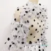 mode-Femmes Blouses Tops Polka Dot Ruffles Mince Tulle Chemises Transparentes Voir À Travers Dame Élégante Mode Été Printemps Chic Femme