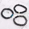 3 PCS/Set Essential Oil Diffuser Bracelet 8mm Natural Tiger Eye Frosted Stone Agate Beads Elastic Bracelets Set Women Jewelry Gift