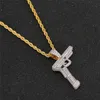 Hip Hop Rock Jewelry Gun Collier Pendant Iced Out Or Color Plated Mens Gold Chain Gift6246102