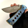 Custom Chaves Redencion 228 Folding Kniv Vacker Damaskusblad Femhål Anodiserad Titan Handtag Utomhus Taktiska Knivar Camping Pocket EDC Jaktverktyg