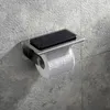 White &Mirror Chrome Polished & Black & Brushed Stainless Steel Toilet Paper Holder Top Place Things Platform 4 Choices