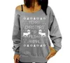 10pcs Womens Christmas Letter Animal Print Shirts Hoodies Sweatshirt Off Shoulder Pullover Party Tops Blouse M250