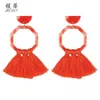 Fashion-pendientes para las mujeres del estilo de Bohemia de vacaciones pendientes de la lámpara redonda de la resina de 6 colores rojo azul verde naranja rosa negroblanco