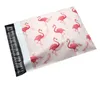 Nya 100pcs 25.5 * 33cm 10 * 13 tums mode rosa flamingo mönster Poly Mailers Självtätning Plast Passande kuvert Väskor