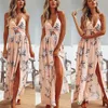 Sommar 2019 Casual Sleeveless Maxi Vintage Loose Women Clothes Beach Sexig klänning Fashion Elegant High midja Långa klänningar C19042301
