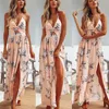 Zomer 2019 Casual mouwloze maxi vintage losse vrouwen kleding strand sexy jurk mode elegante hoge taille lange jurken c19042301