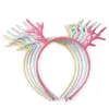 Weihnachtsdekorationen 12pcs/Set Kids Girls Elch Antler Stirnband Party Hochzeit Kopfschmuck Hirsch Haar Reifen zufällige Farbe1