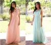 2020 Hot Sale Country Bridesmaids Dresses Lace Top A Line Long Chiffon Summer Beach Maid of Honor Wedding Guest Party Gowns Cheap Customized
