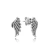 NOUVEAU 925 Sterling Silver Feather Stud BOUCLE D'OREILLE LOGO Boîte originale pour Pandora Bijoux de fiançailles CZ Diamant Cristal Boucles d'oreilles pour femmes filles