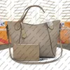 M54351 HINA PM Сумка Tote Женщины Холст Подлинная Теленка Кожа Серебряный Оборудование Сумка Кошелек Ремень Сумка Сумка Бредит Тело