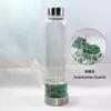 Natural Crystal Quartz Glass Water Bottle Crushed Quartz Obelisk Wand Healing Energy Bottles Stainless Steel Cap