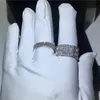 Vecalon Lovers Luxury Ring Set 5A Zircon CZ 925 Sterling Silver Engagement Bröllop Band Ringar för Kvinnor Män Finger Smycken Gift