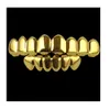 Hip Hop Grills Dents Cap Or Argent Noir Grillz Dents 8 Haut et 6 Bas Ensemble Bling Bling Dents Rappeur Bijoux